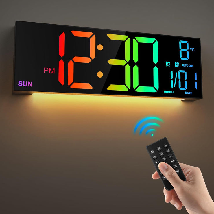 Large Digital Wall Clock with Remote Control