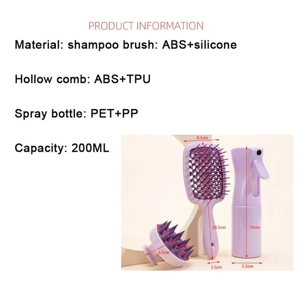 Hollow Comb Set With Spray Bottle 200ml Hair Care Product Set